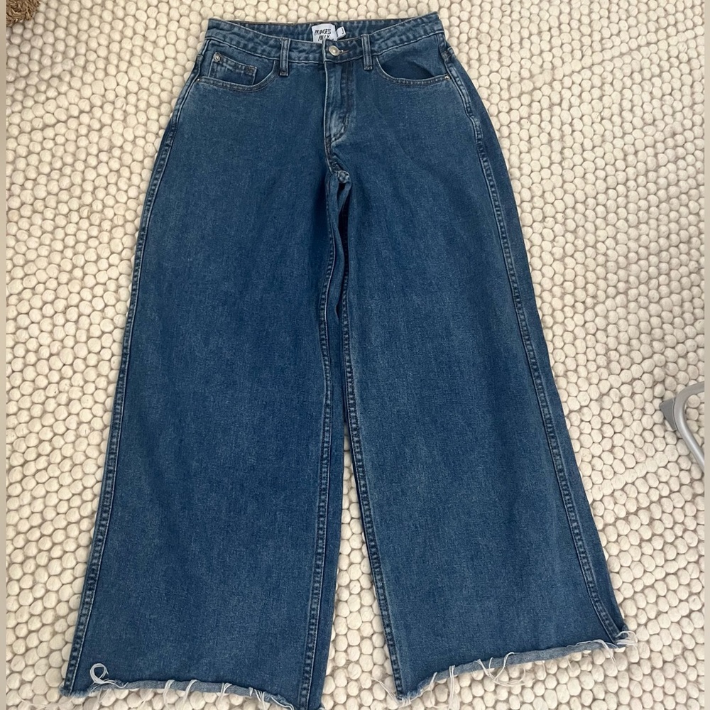 Princess Polly Wide-Leg Blue Denim Jeans